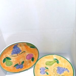 Italian Caleca Dinner Plates stoneware, dinner, hand-painted and handcrafted